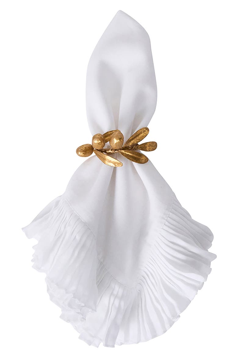 Forest Walk Leaf Set of 4 Napkin Rings, Alternate, color, GOLD