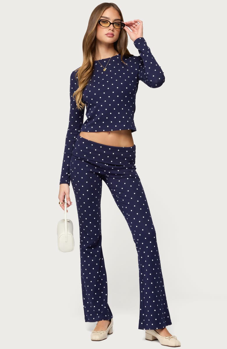 EDIKTED Daliya Polka Dot Crop Stretch Cotton T-Shirt, Alternate, color,