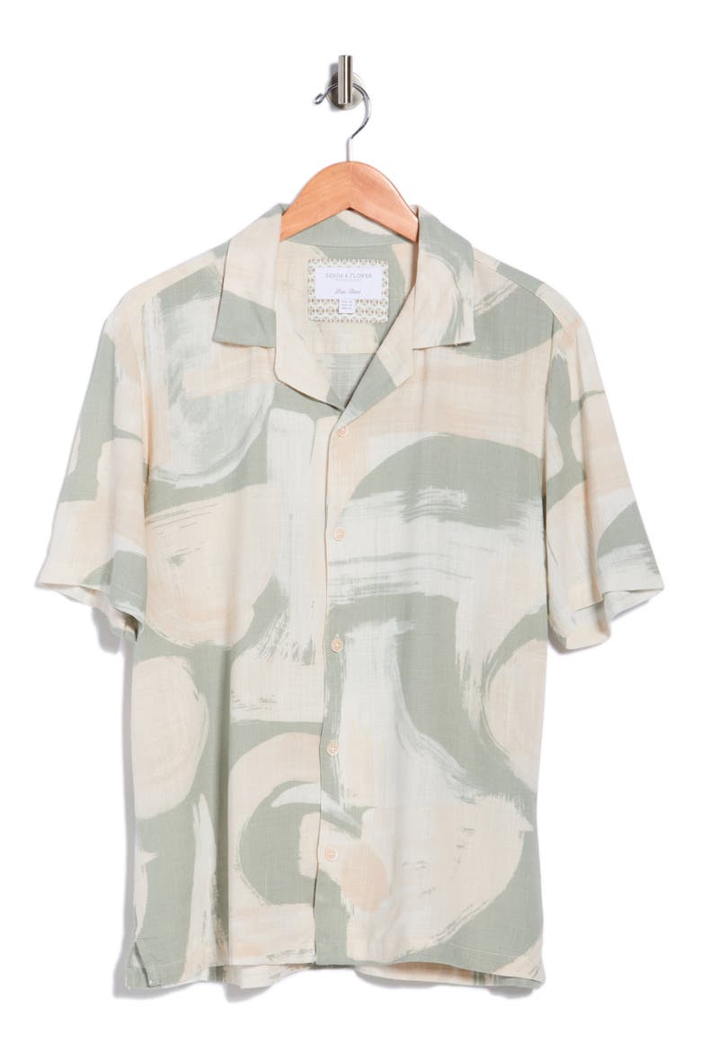 Short Sleeve Button-Up Shirt, Alternate, color, CREAM
