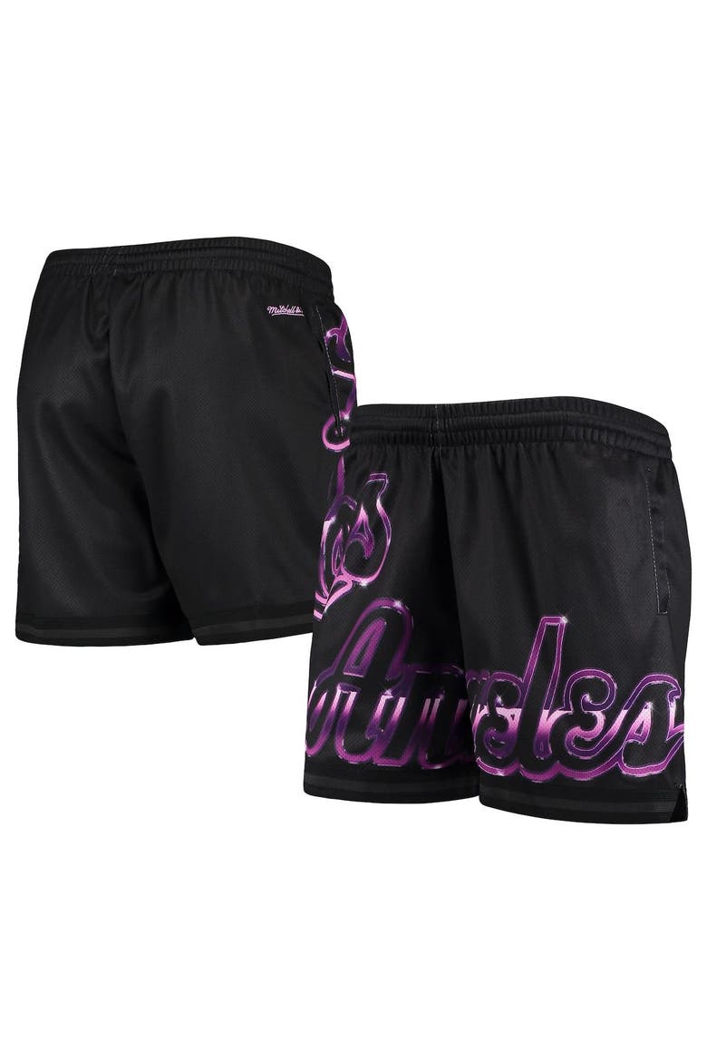 Women's Mitchell & Ness Black Los Angeles Lakers Big Face 4.0 Mesh Shorts, Main, color, Black