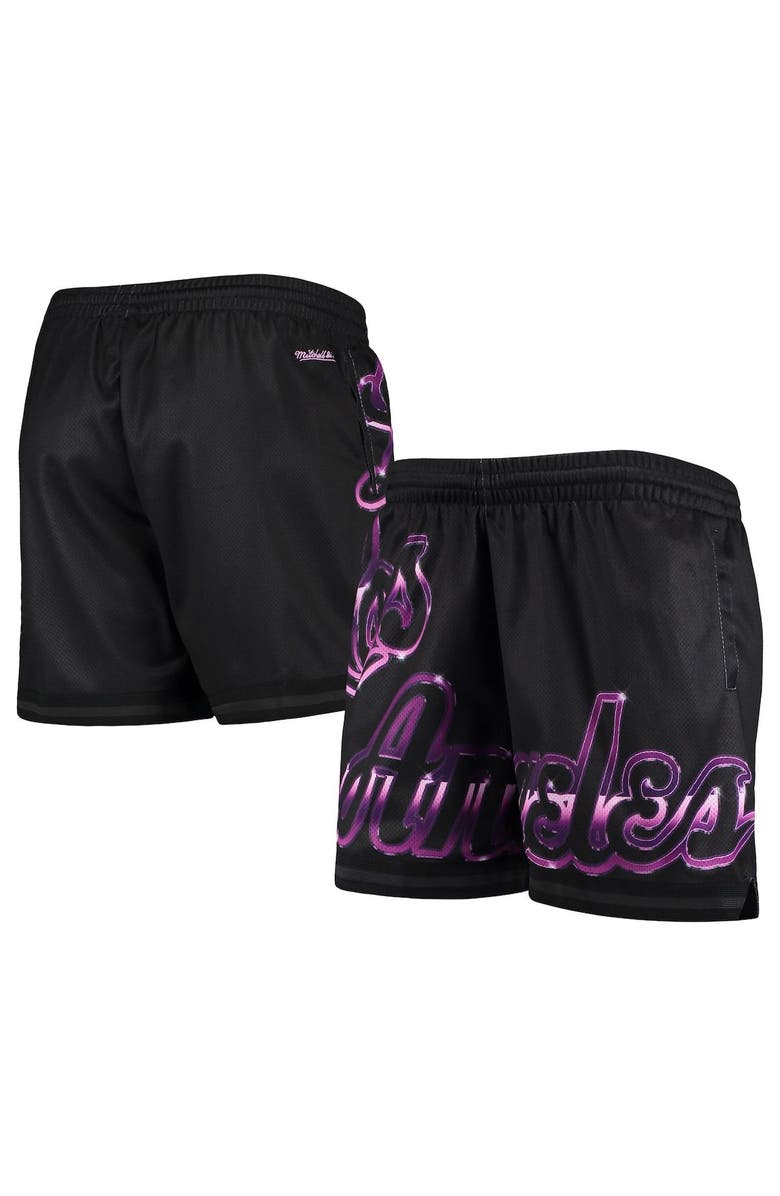 Mitchell & Ness Women's Mitchell & Ness Black Los Angeles Lakers Big Face 4.0 Mesh Shorts, Main, color, Black