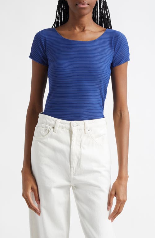 Emporio Armani Striped Scoop-neck Jersey Tee In Cobalt Blue