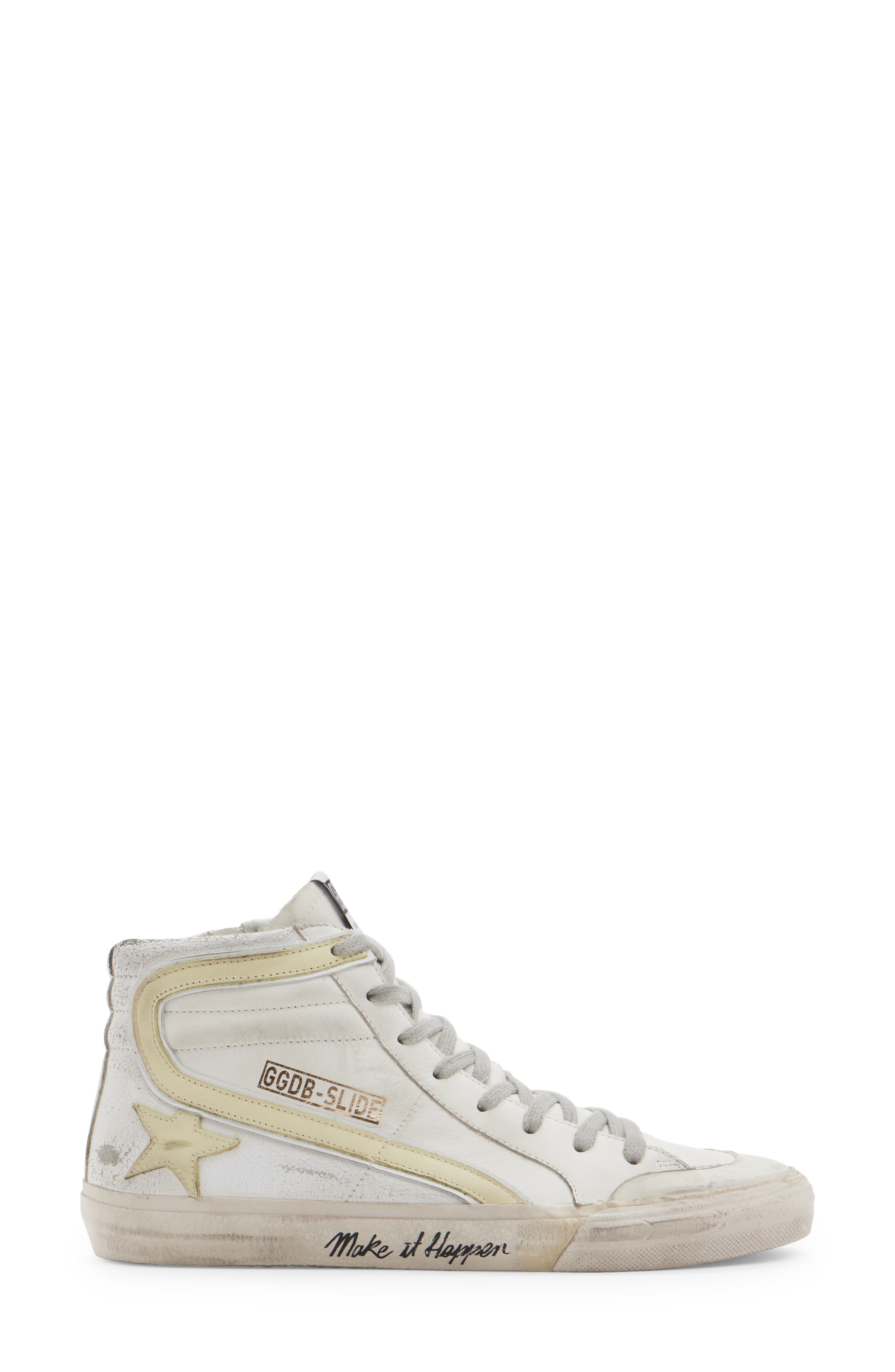 Golden Goose Slide High Top Sneaker, Alternate, color, White/ Yellow