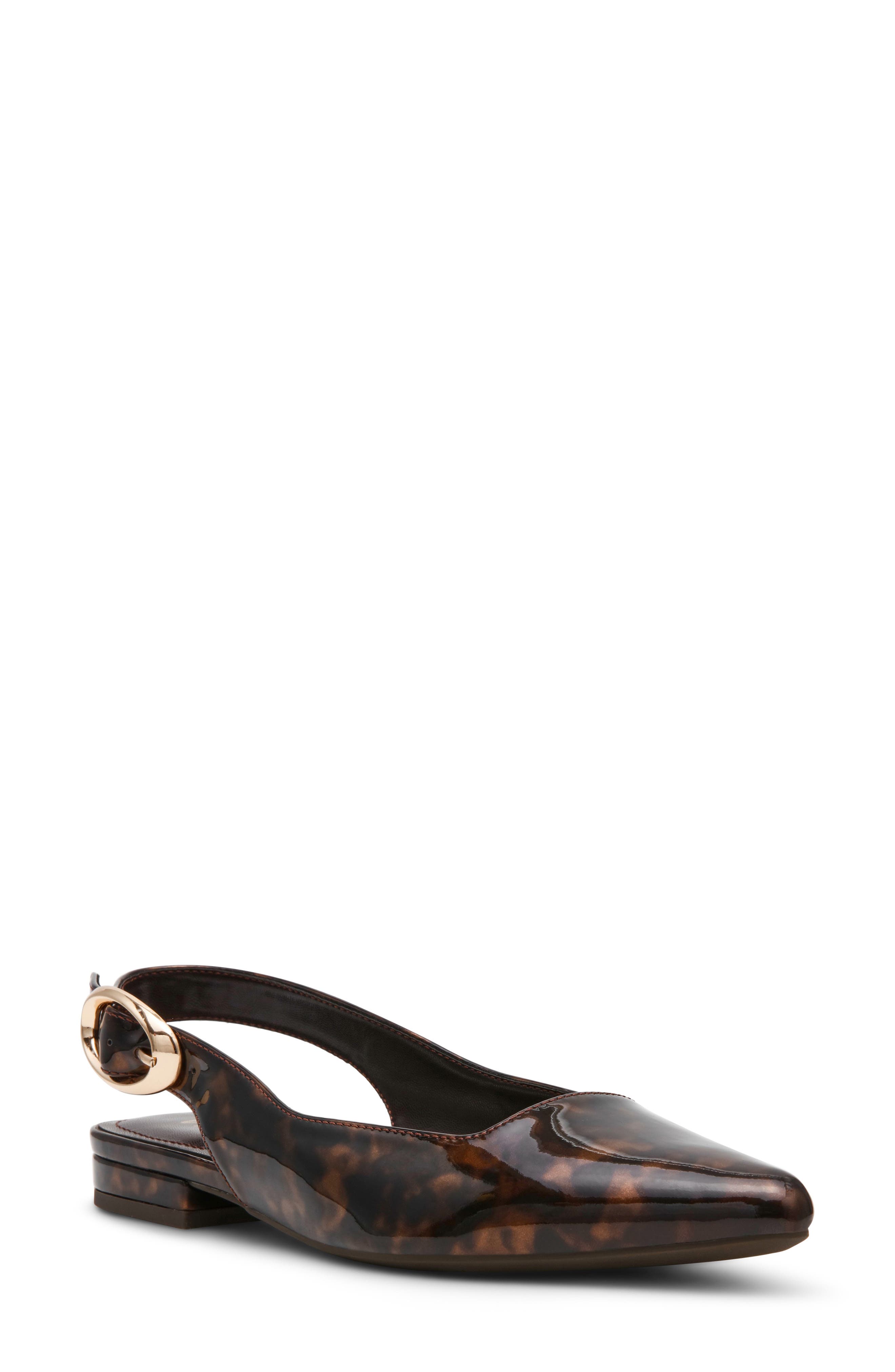 Kalil Faux Leather Slingback Pointed Toe Flat, Main, color, TORTOISE