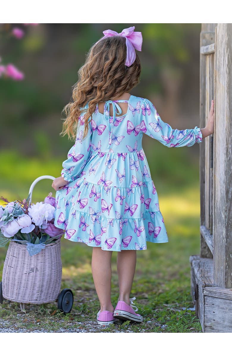 Mia Belle Girls Girls Give Me Butterflies Denim Vest And Dress Set, Alternate, color, 