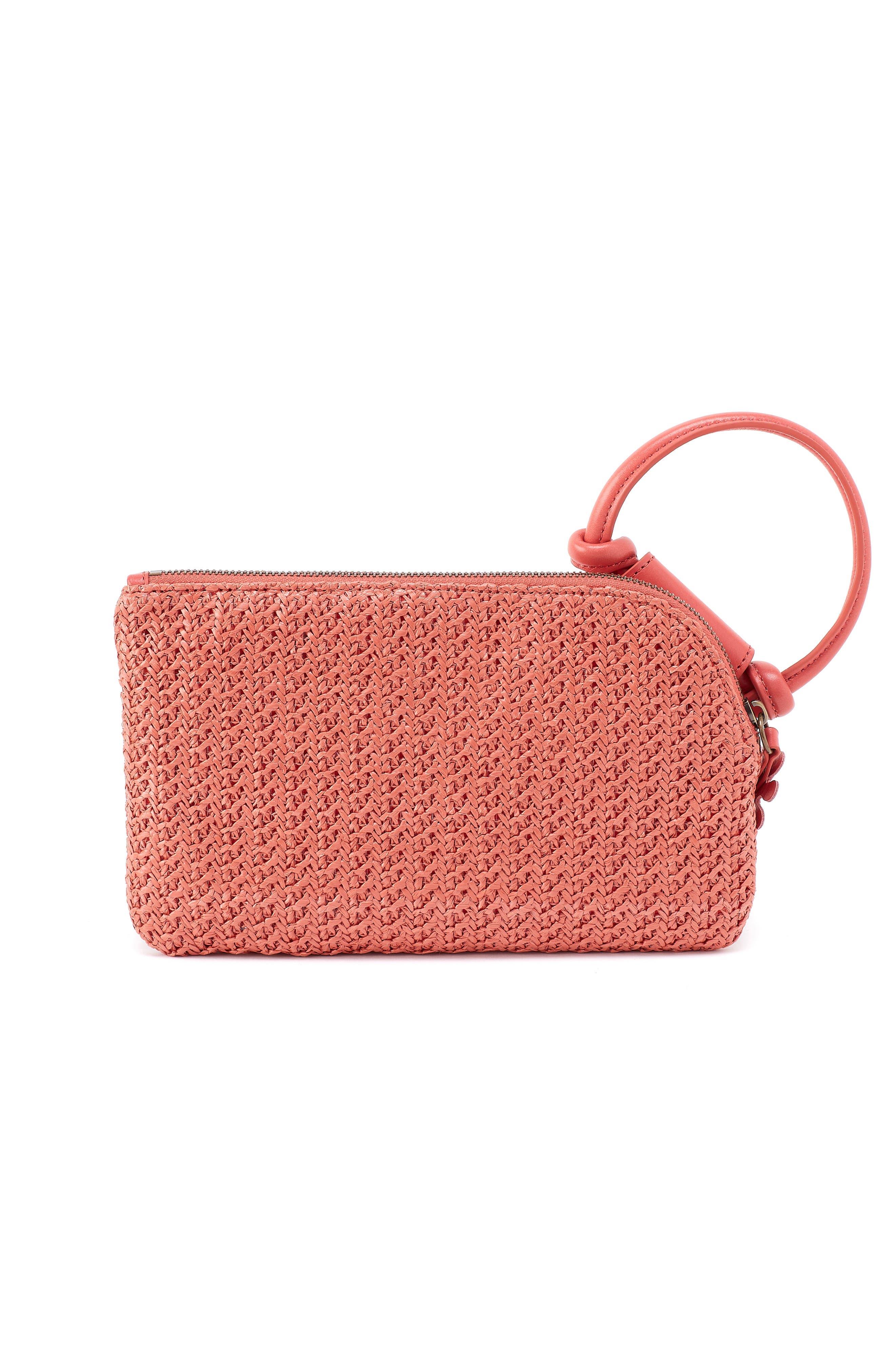 HOBO Sable Straw & Leather Wristlet, Alternate, color, Wild Rose Woven Straw