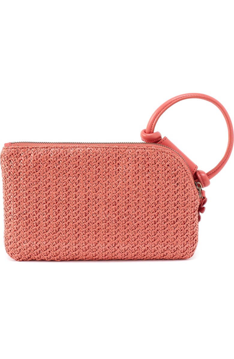 HOBO Sable Straw & Leather Wristlet, Alternate, color, Wild Rose Woven Straw