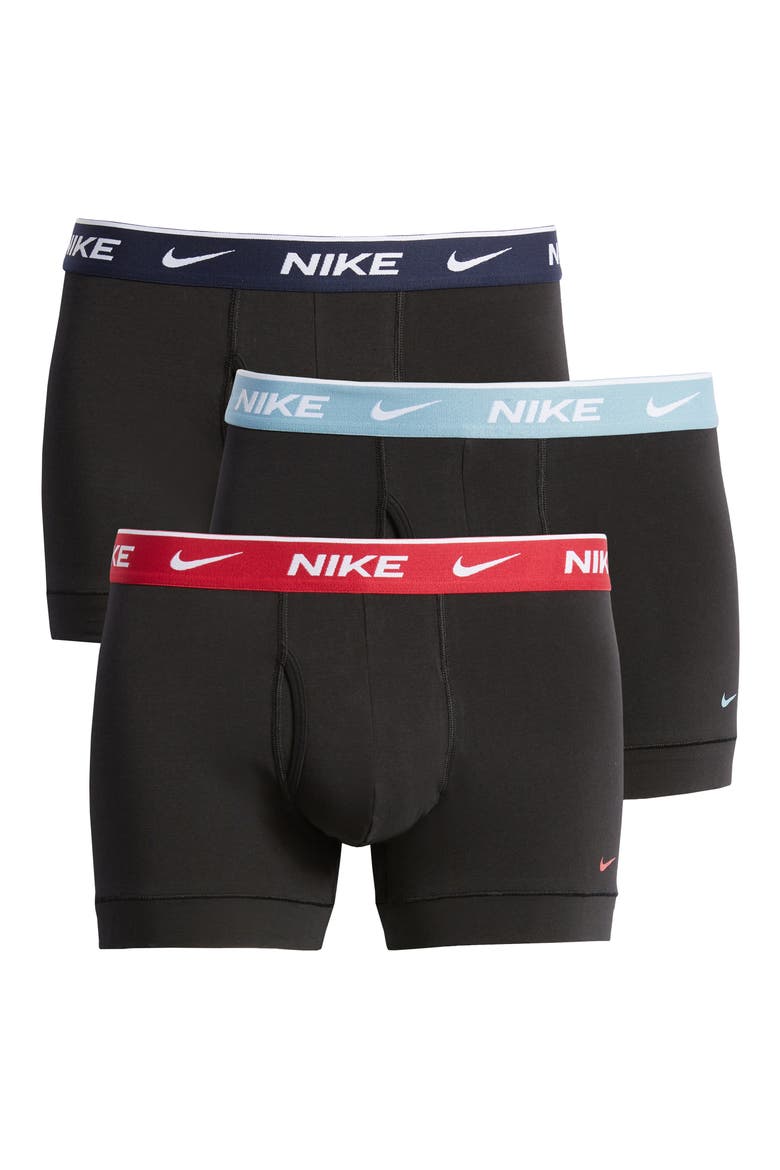 3-Pack Dri-Fit Essential Stretch Cotton Trunks, Main, color, BLACK/BLUE/HIBISCUS/OBSIDIAN