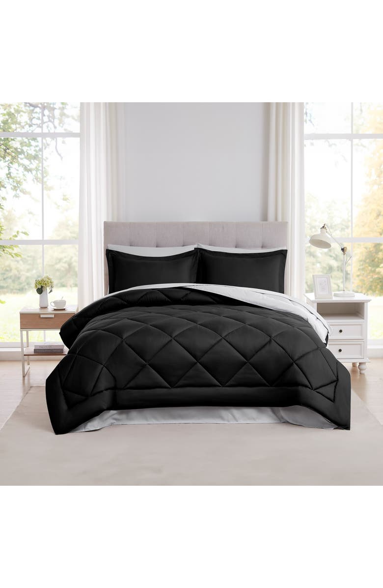 Modern Threads Solid Reversible 7-Piece Comforter Set, Alternate, color, Black