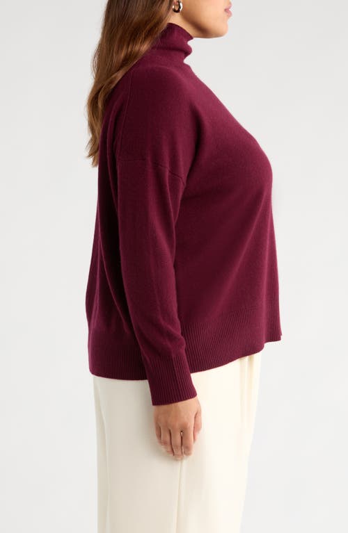 Nordstrom Oversize Cashmere Turtleneck Sweater In Burgundy