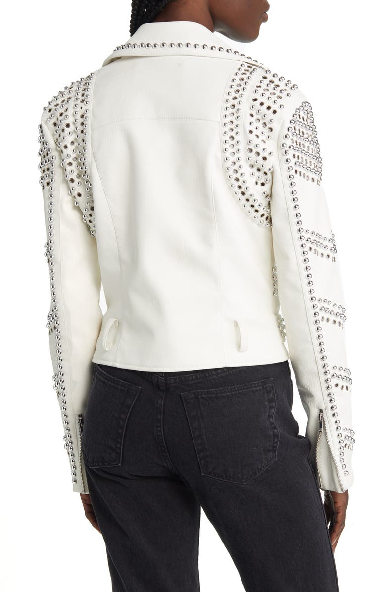 AZALEA WANG Stud Moto Faux Leather Jacket, Alternate, color,