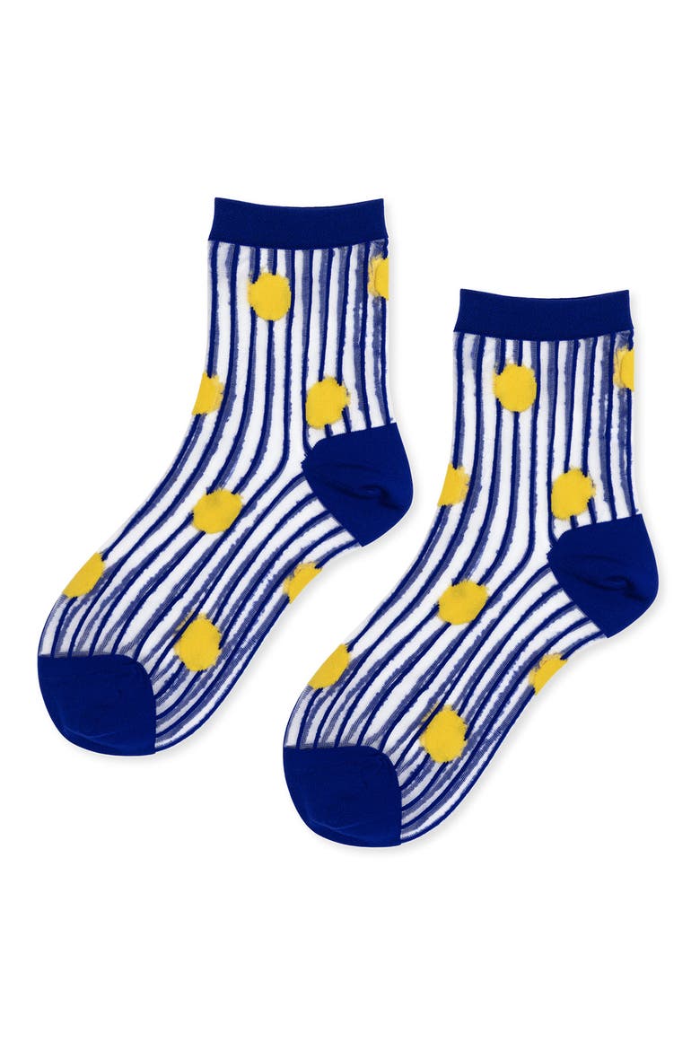 Tulle Stripe Sheer Quarter Socks, Alternate, color, BLUE