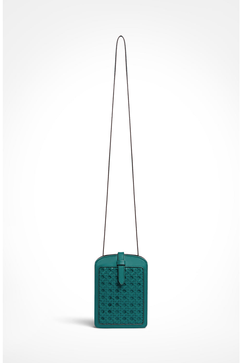 Intreccio Leather Phone Case, Main, color, Teal
