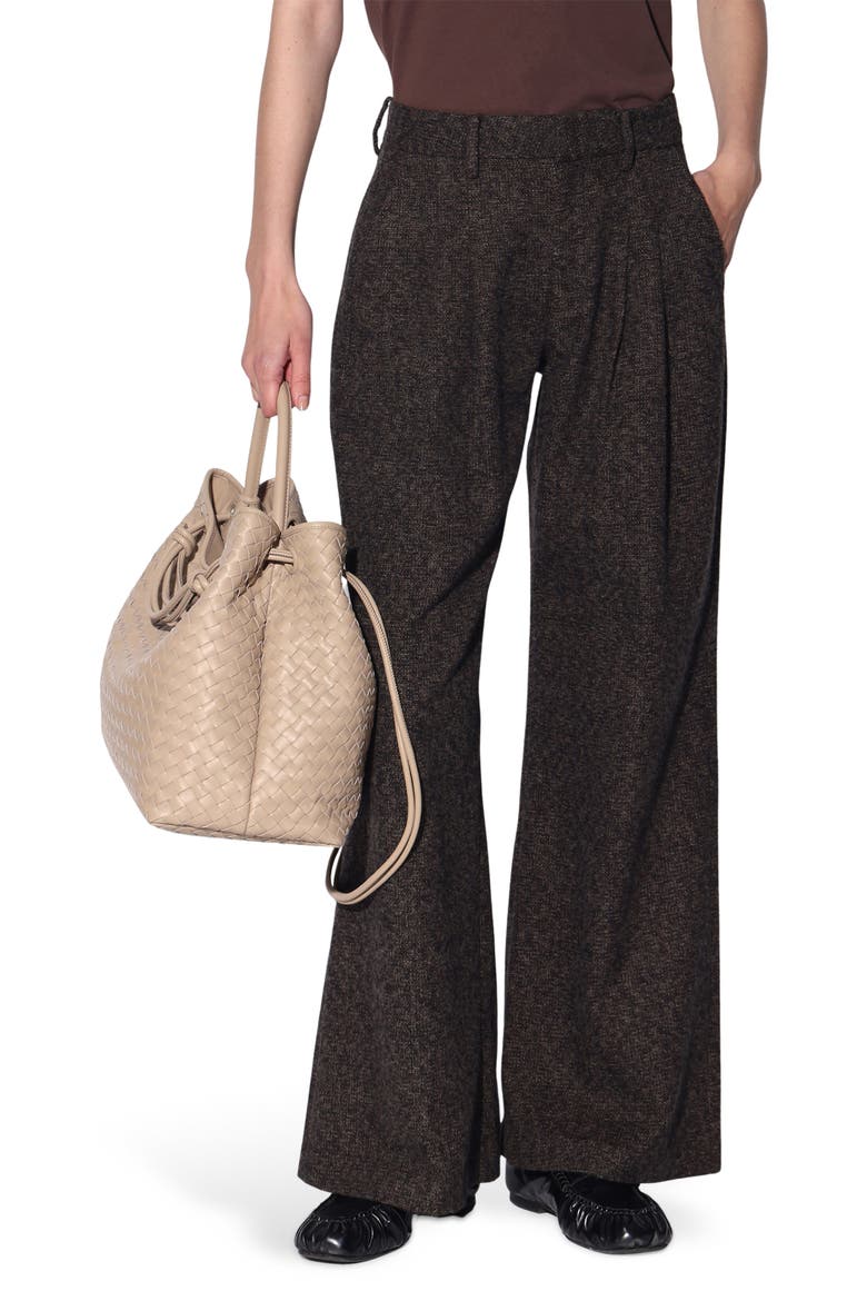 Samson Pleated Mid Rise Wide Leg Pants, Main, color, BROWN MULTI