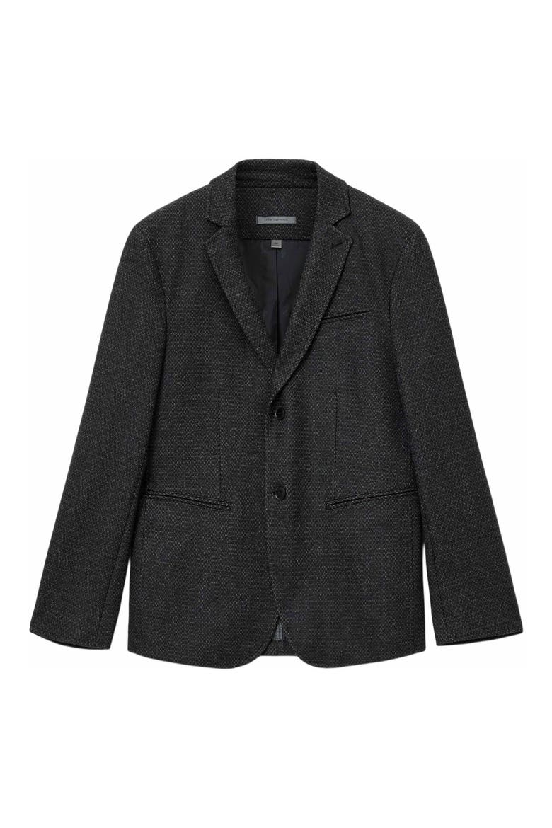 Alllen Charcoal Grey Textured Stretch Wool & Cotton Blend Suit Jacket, Alternate, color, CHARCOAL
