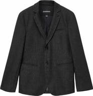 John Varvatos Alllen Charcoal Grey Textured Stretch Wool & Cotton Blend Suit Jacket