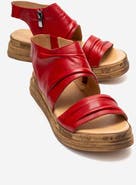 Forever & Always Shoes Lunas Leather Side-Zip Flat Heel Sandal