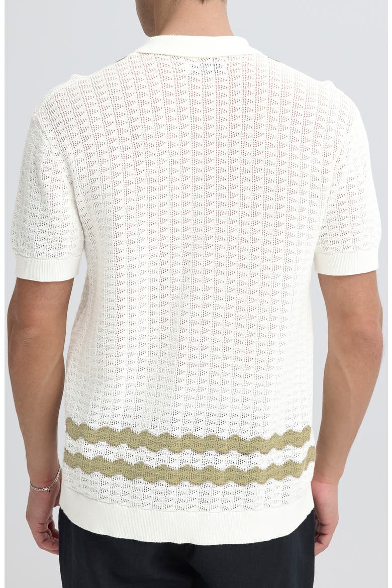 Holla Pointelle Knit Sweater Polo, Alternate, color, MARSHMALLOW