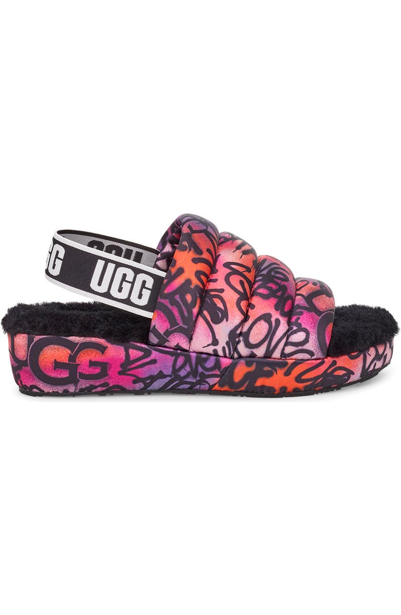 UGG<sup>®</sup> Puff Yeah Graffiti Pop Slide, Alternate, color,