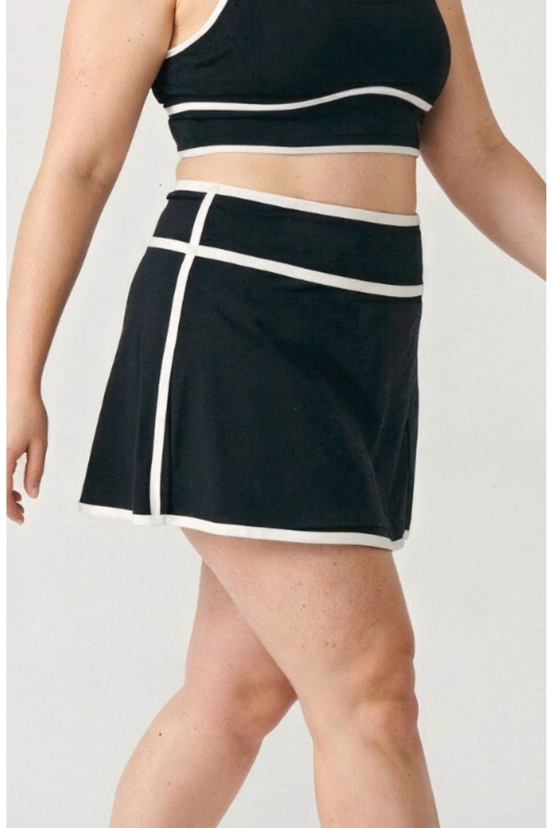 Plus Size Short Swim Skirt Two-Toned Collection, Alternate, color, Black & White