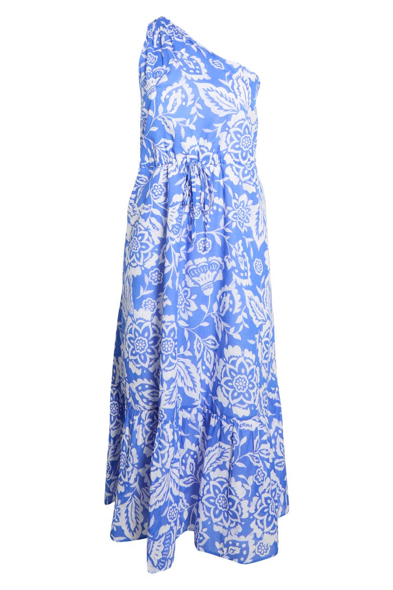 Marny Elya Floral One-Shoulder Cotton Maxi Dress, Alternate, color, BLUE/ WHITE