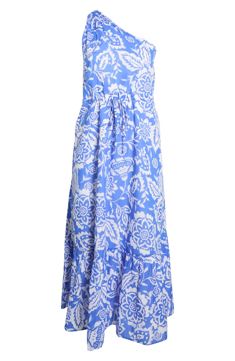 SUGARLIPS Marny Elya Floral One-Shoulder Cotton Maxi Dress, Alternate, color, Blue/ White