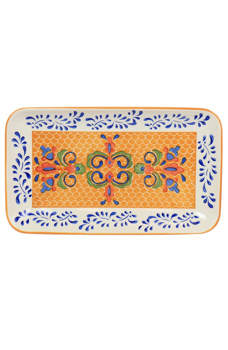 Laurie Gates Tierra Rectangular Stoneware Serving Platter, Main, color, Orange