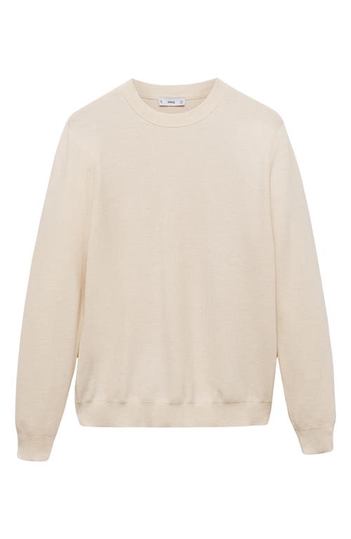 Mango Microstructure Crewneck Sweater In Off White