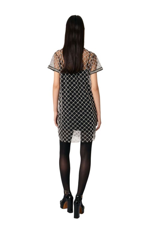 Maje Short Embroidered Tulle Dress In Black