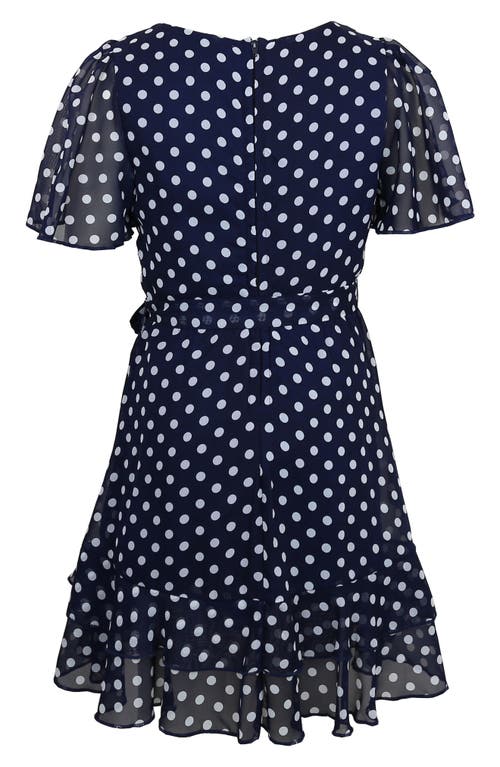 Zunie Kids' Chiffon Faux Wrap Dress In Blue