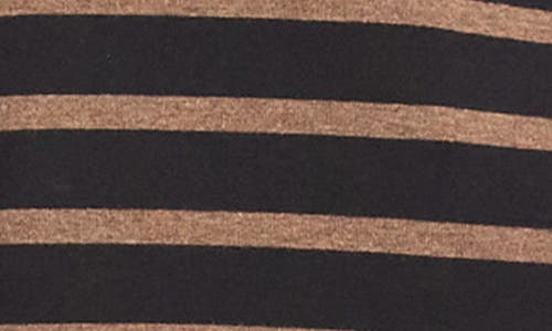 Karen Kane Stripe Crewneck Long Sleeve Top In Brown