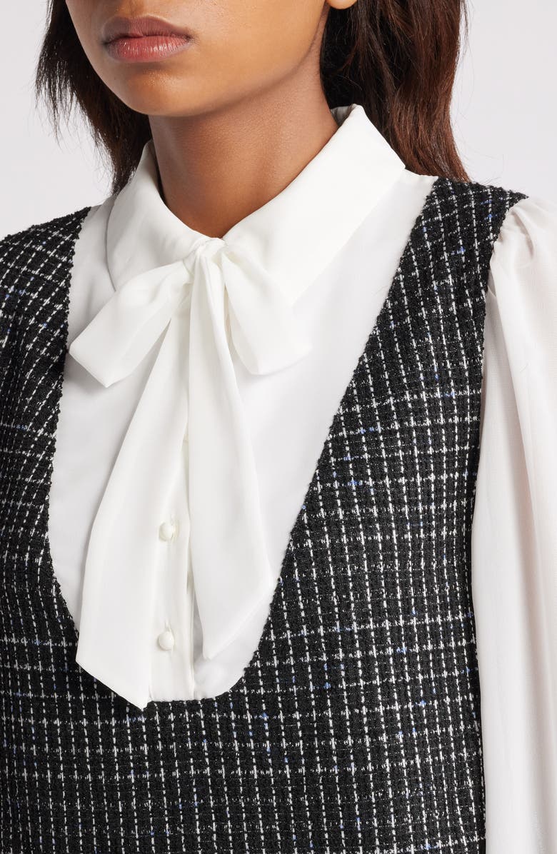 Julia Jordan Mixed Media Long Sleeve Shift Dress, Alternate, color,