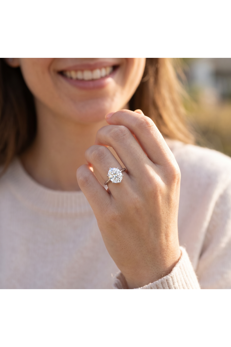 3 Ct Oval Moissanite Solitaire Engagement Ring 14k Gold, Alternate, color, 14k White Gold