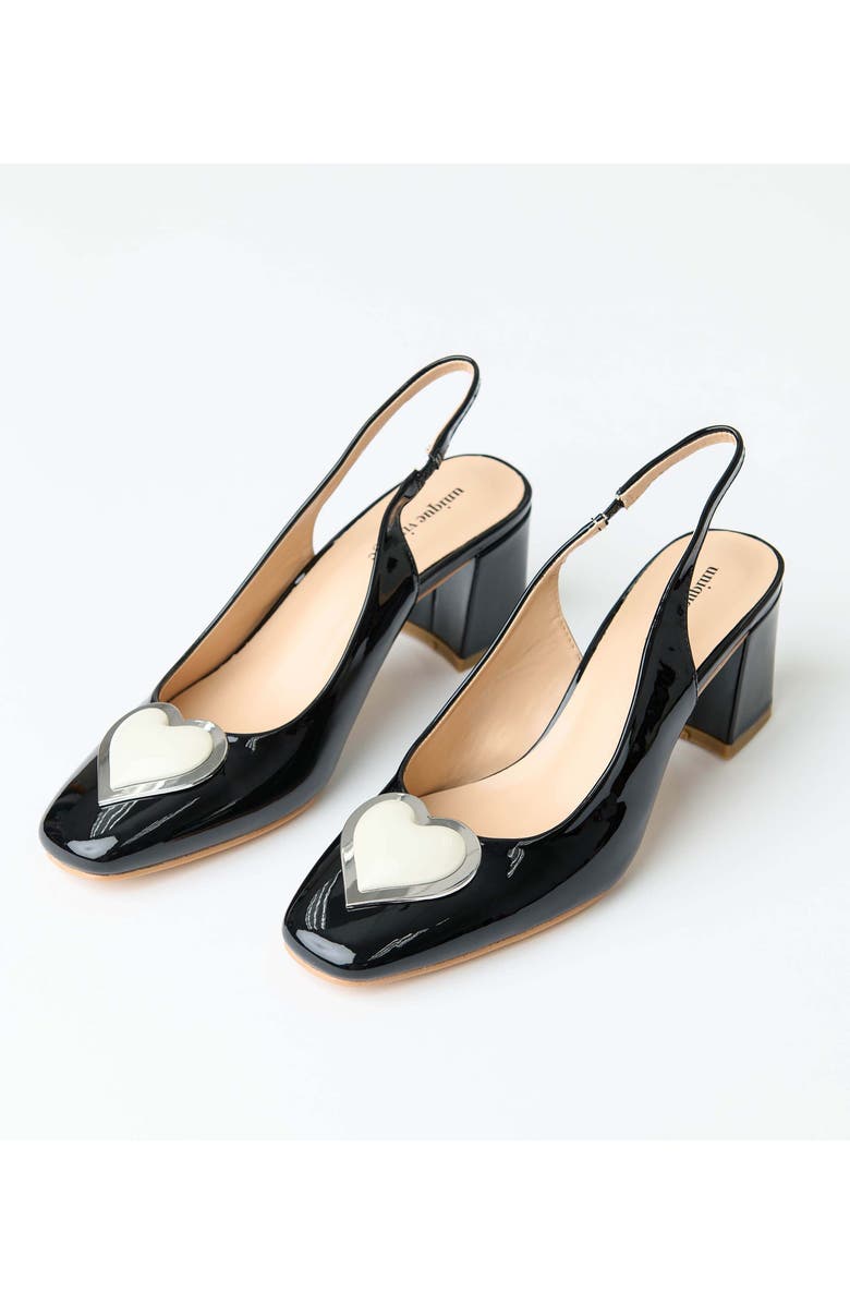Unique Vintage Heart Leatherette Slingback Heels, Main, color, Black & White Heart