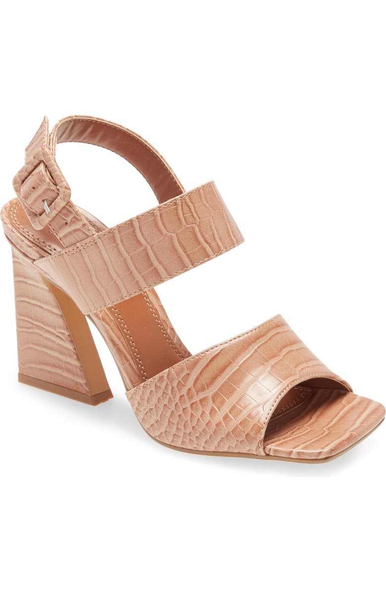 Topshop Natasha Crocodile Embossed Flare Heel Sandal, Main, color,
