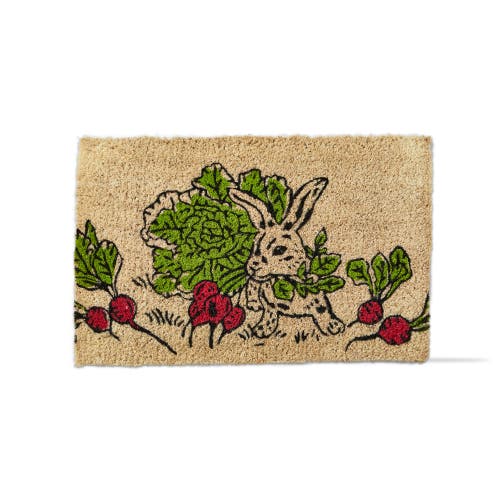 tag 1'6" x 2'6" Bunny Eating Raddish Easter Rectangle Indoor Outdoor Coir Door Welcome Mat Multicolored on Beige Background in Yellow  product