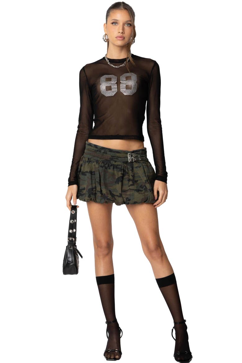 88 Rhinestone Sheer Mesh Top, Alternate, color, BLACK