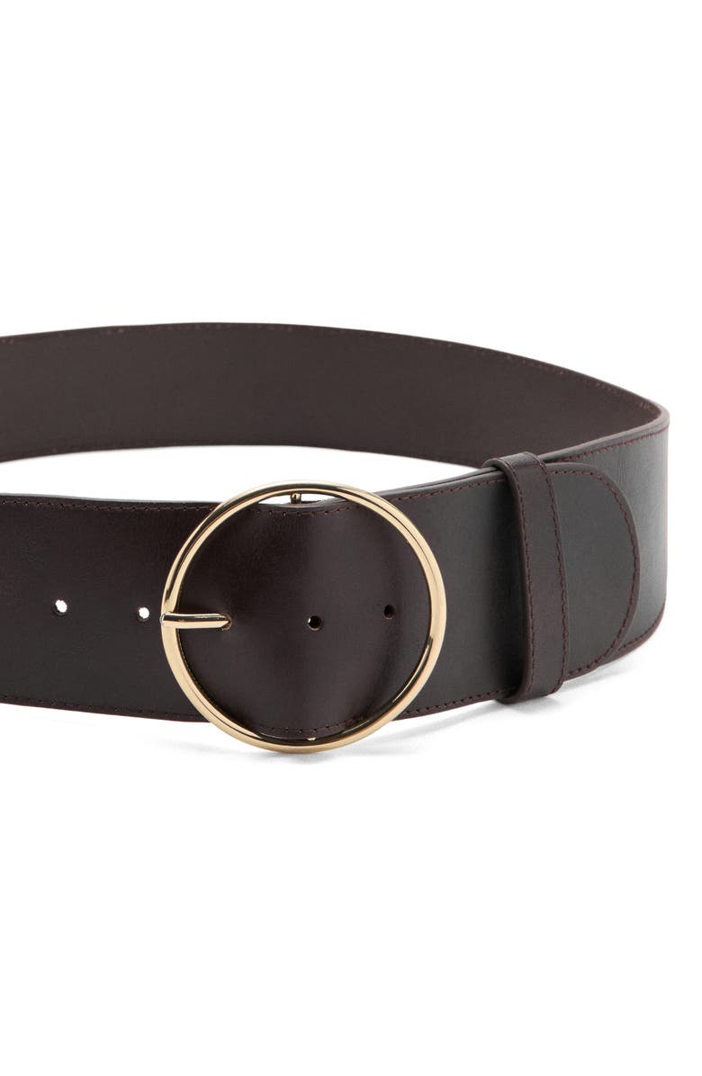 MANGO Round Buckle Leather Belt, Alternate, color, 