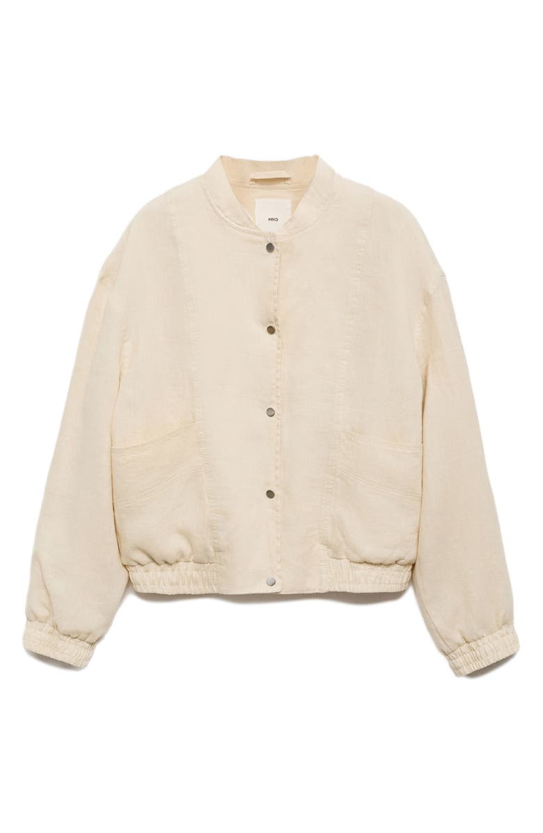 MANGO Snap Front Linen Bomber Jacket, Alternate, color, 