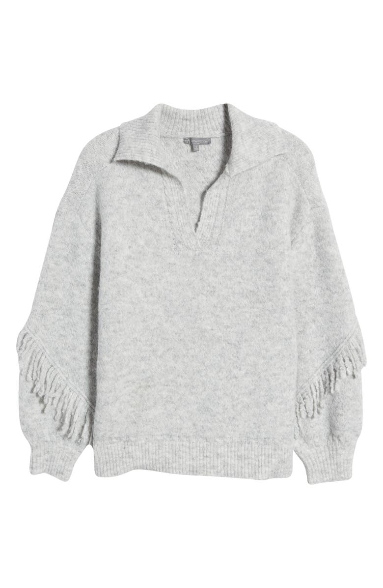 Wit & Wisdom Fringe Blouson Sleeve Sweater, Alternate, color, 