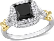 Julianna B. Black & White Diamond Princess Halo Ring 14k