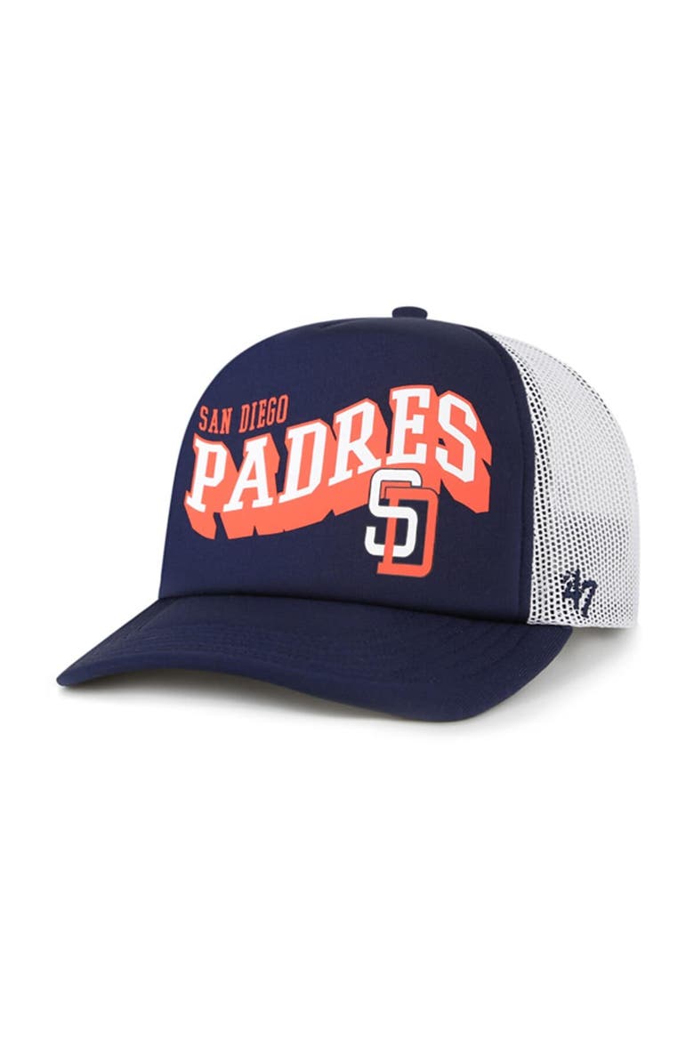 Men's '47 Navy San Diego Padres Meander Foam Trucker Snapback Hat, Main, color, Navy