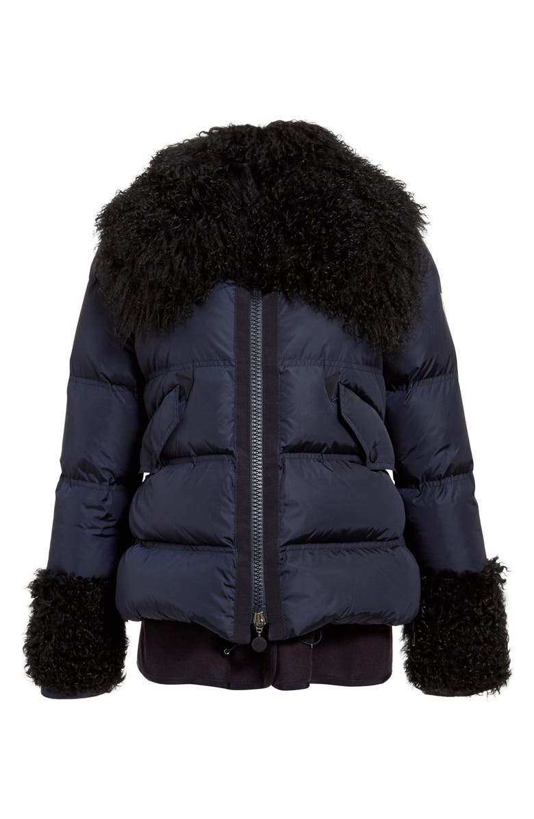 Moncler 'Amelie' Water-Resistant Down Coat with Genuine Mongolian & Genuine Kalgan Lamb Fur Trim, Alternate, color,