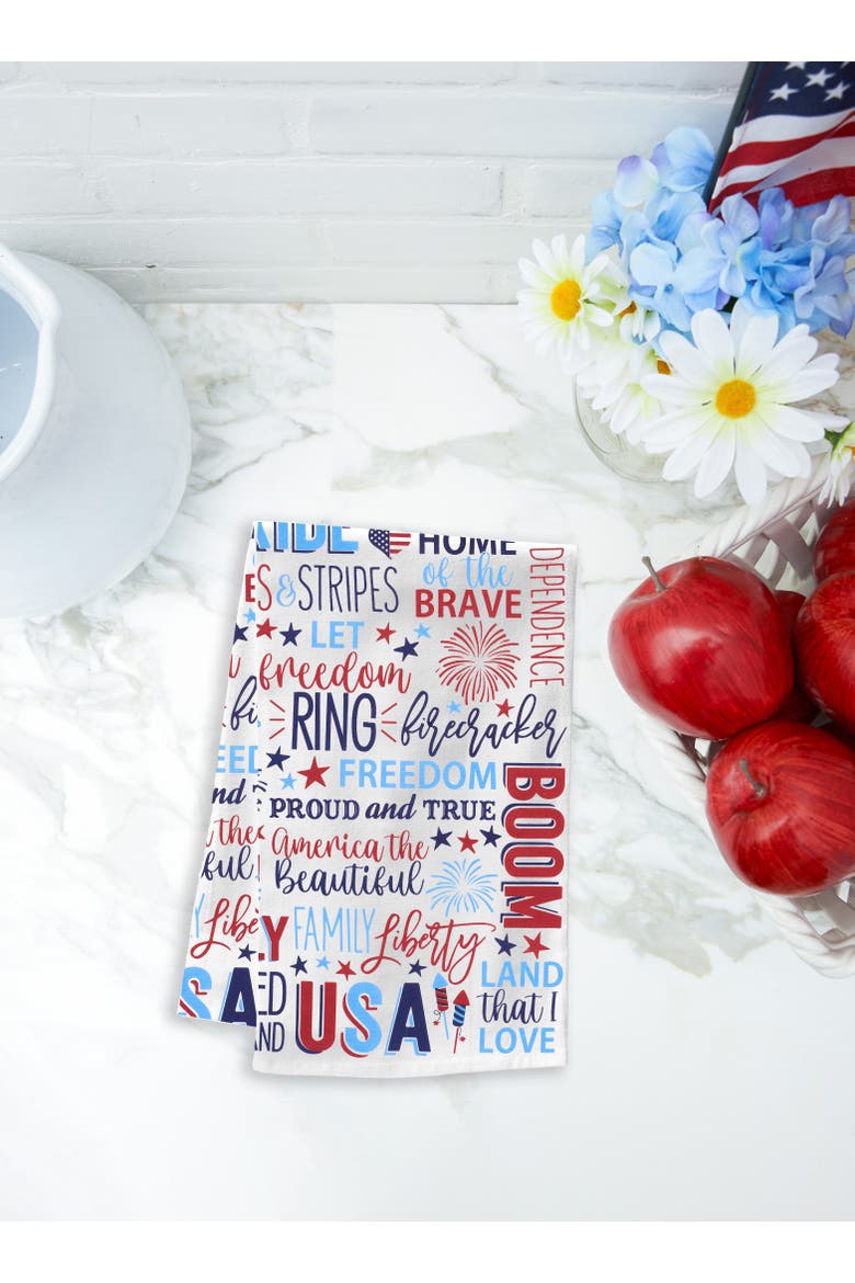 Patriotic Stripe 100% Cotton Kitchen Dishtowels Set of 2 - 4th of July, Alternate, color, Blue