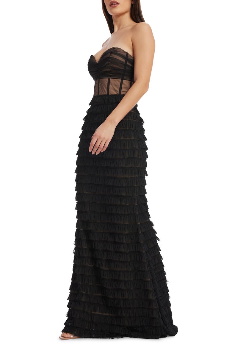 Dress the Population Grace Strapless Illusion Bodice Mermaid Gown, Alternate, color, Black Nude