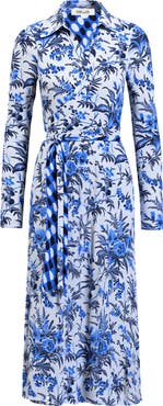 Diane von Furstenberg Phoenix Reversible Long Sleeve Midi Shirtdess