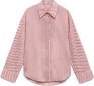 MANGO Oversize Stripe Button-Up Shirt