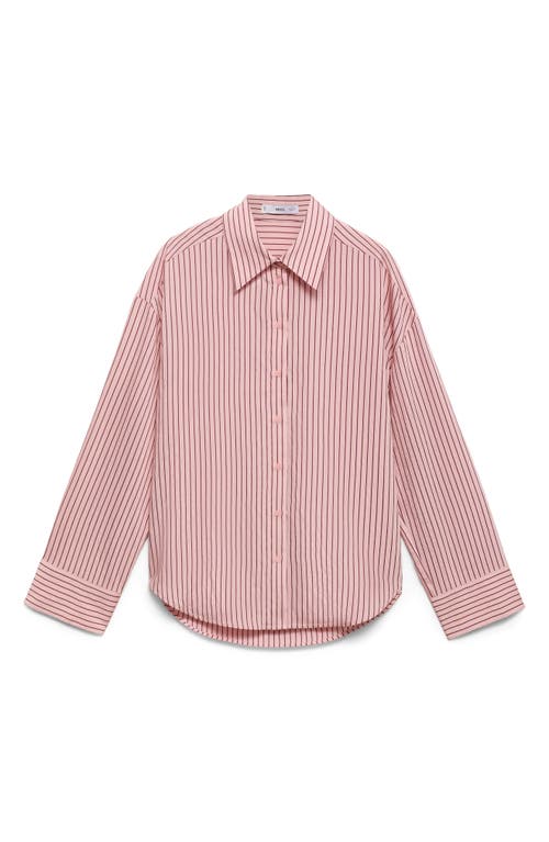 Mango Oversize Stripe Button-up Shirt In Red