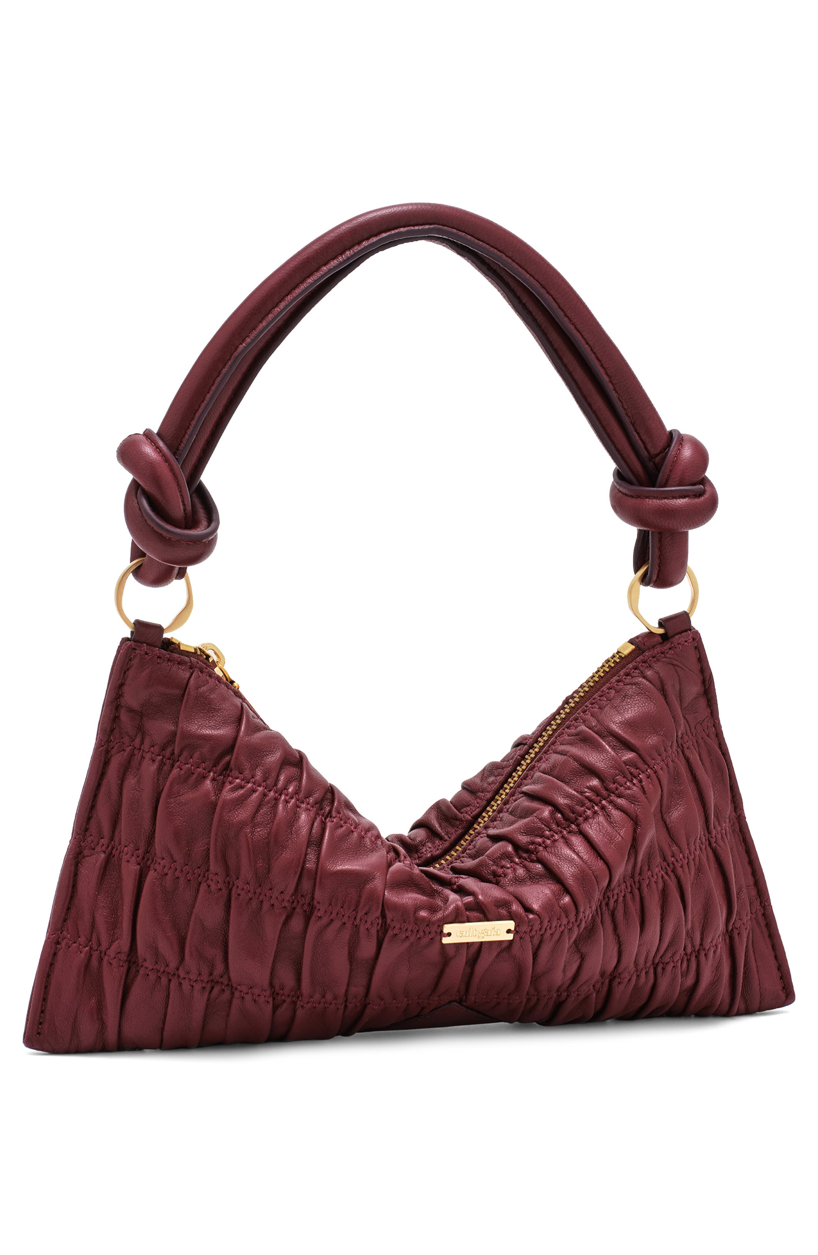 Cult Gaia Nano Hera Leather Shoulder Bag, Alternate, color, Chianti
