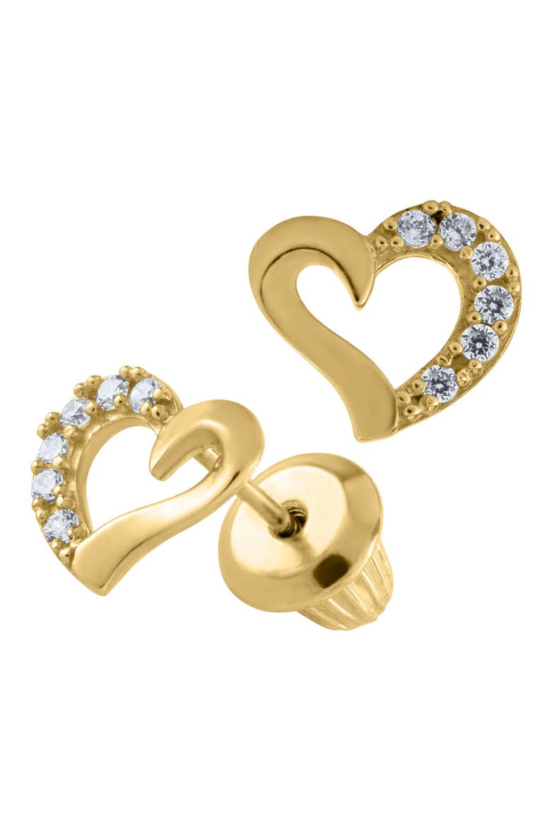 14k Gold Heart Earrings, Alternate, color, GOLD